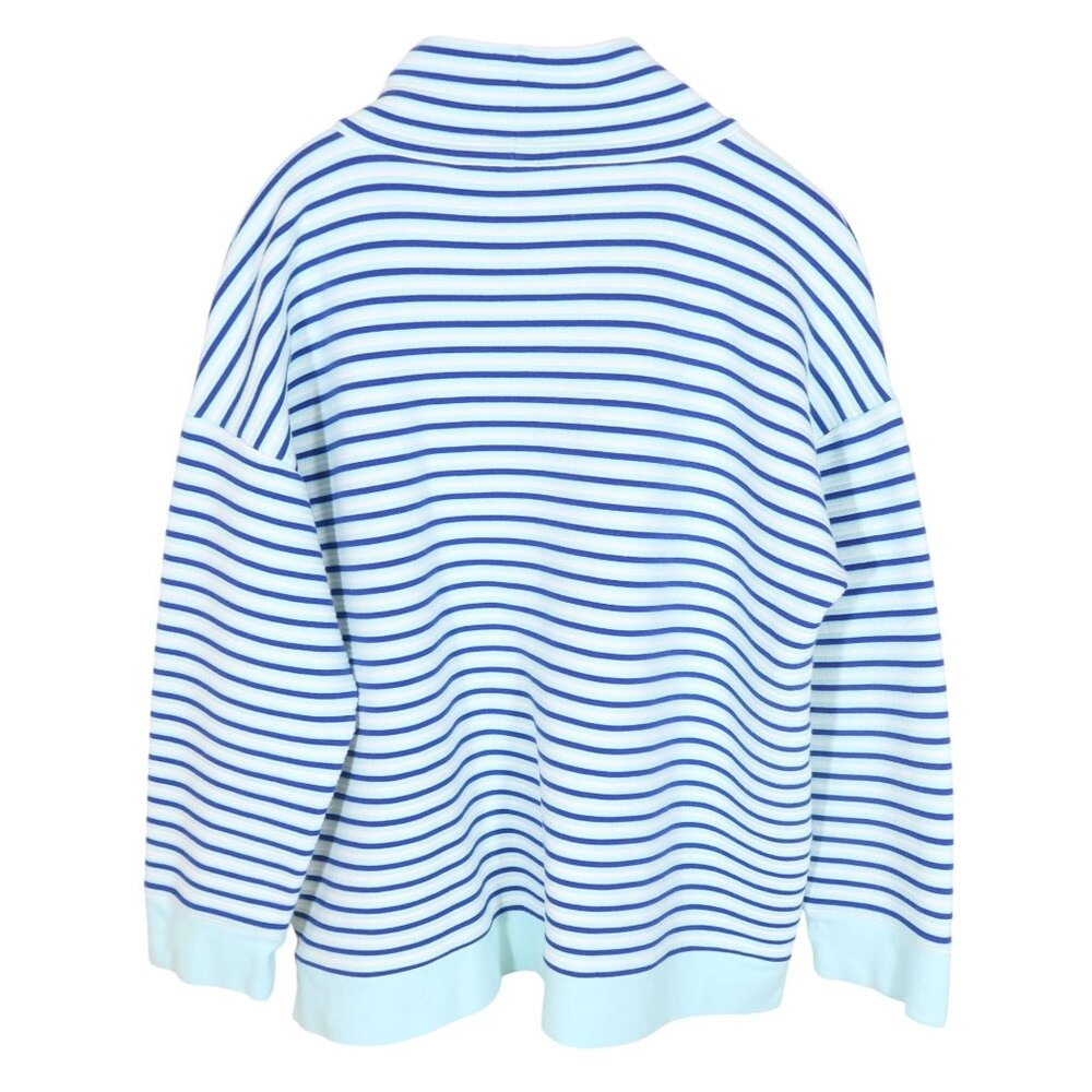 T By Talbots Textured Stripe Button Cuff Mock Nec… - image 2